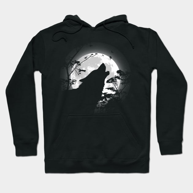 Howling wolf under the moon Hoodie by albertocubatas